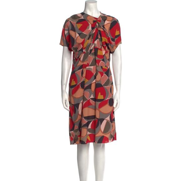 MARNI Shift Mini Dress Size IT/42 US/6 Red Geometric Print Short Sleeve - Picture 1 of 7